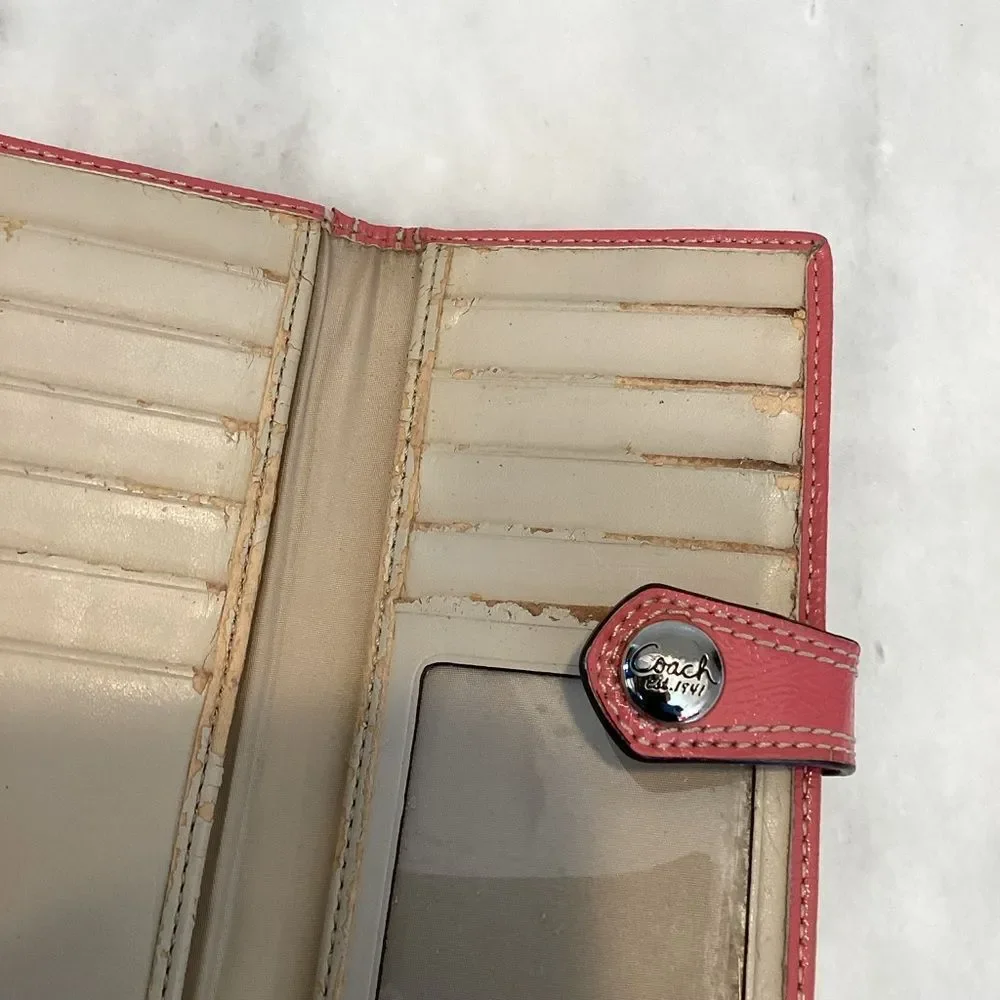 Coach Wallet Canvas Jacquard Signature Logo Slim Snap Wallet